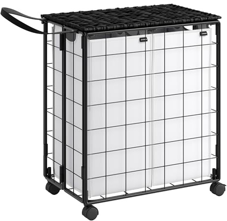 SONGMICS Wäschekorb 110L, schwarz-weiß LCB211B12