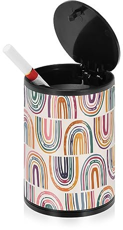 Bunte Regenbögen, kleiner Aschenbecher für Zigaretten mit Deckel, geruchsdicht, Edelstahl, tragbar, rauchfrei, selbstlöschend, Butt Bucket Ash