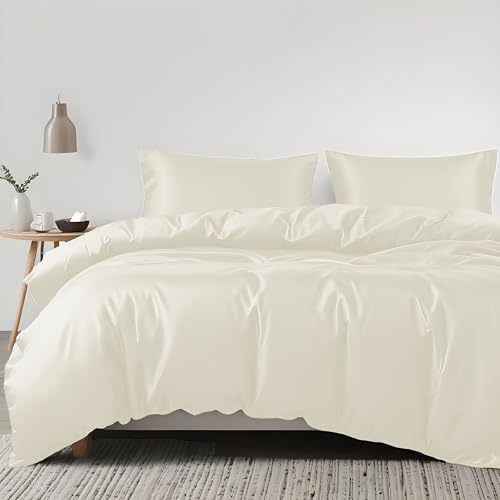 LINENWALAS 100% Eukalyptus-Seide Bettbezug-Set, luxuriöser Tencel Lyocell kühlender Bettbezug, weicher als ägyptische Baumwolle, natürliche Feuchtigkeitsableitung, antiallergisch, Bettbezug