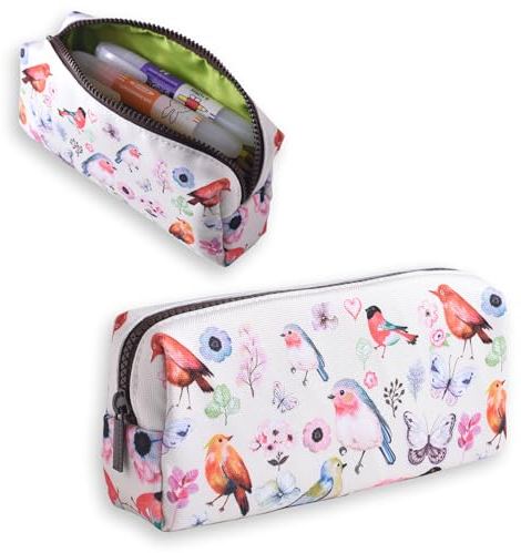 LParkin Vogel Blumen Große Kapazität Federmäppchen, Mäppchen Klein mit Reißverschluss für Mädchen Jungen Teenager Erwachsene, Federmäppchen Aesthetic für Schule Büro