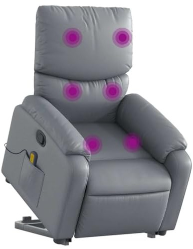 vidaXL Massagesessel mit Aufstehhilfe Grau Kunstleder