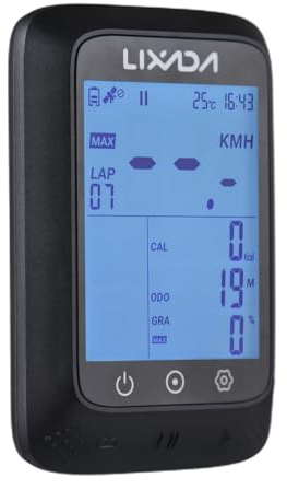 Lixada Fahrradcomputer, kabellos, wasserdicht, ANT+-Sensor und BT, 2,3 Zoll Höhengradient, Herzfrequenz, kompatibel mit Strava APP, Fahrradcomputer