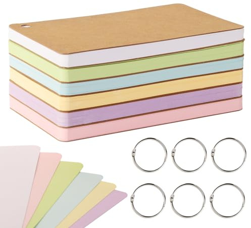 ZMCYN 360 PCS 4x6 Inch Blank Flash Index Cards, Colorful Flash Cards Single Hole Punched with 6 Rings, Assorted Colored Flashcards Study Note Cue Cards for Office School Learning