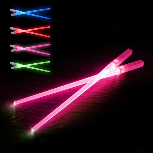 SithSticks® 2 Leuchtende Rosa Stäbchen | LED-Stäbchen | Waschbares Wiederverwendbares Besteck | Chinesische & Japanische Küche | 100 % Spaß Geschenkidee | OriginalCorner®