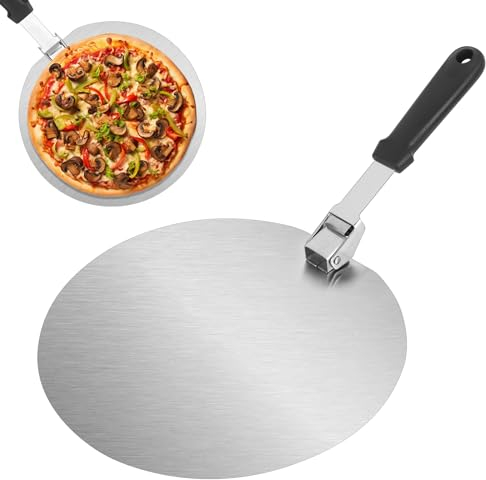 RUCUDIM Pizza Peel Turning, Heavy Duty Pizza Paddle, Metal Pizza Spatula, Professional Pizza Shovel, Foldable for Easy Storage for Homemade Pizzas, Pastries, Dough, Bread, Cakes etc, 10 Inches