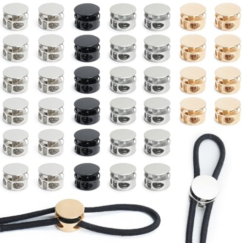 Prebarfun 80 Stück Kordelstopper Metall 2 Loch (4 Farben) | Federschnurschlösser, Verschluss Kordelstopper, Doppelloch Kordelklemme für Schnüre Lanyard Kleidung Rucksack Sportwear