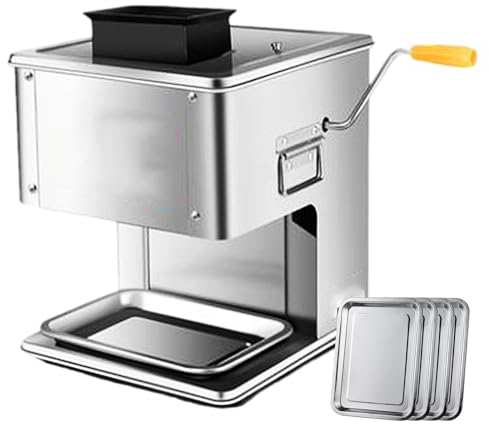 Electric Meat Shredder Machine - Manual Meat Cutter Machine(with Hand Crank), Stainless Steel Meat Slicer Electric Meat Chopper for Commercial and Home Use - One Key Switch 850W,7mm