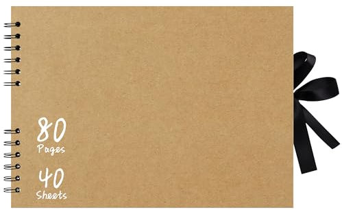 Vienrose 29 x 21.5 cm 80 Pages DIY Scrapbook Photo Album Hardcover Kraft Blank Page Memory Book for Wedding Anniversary Family Baby Khaki