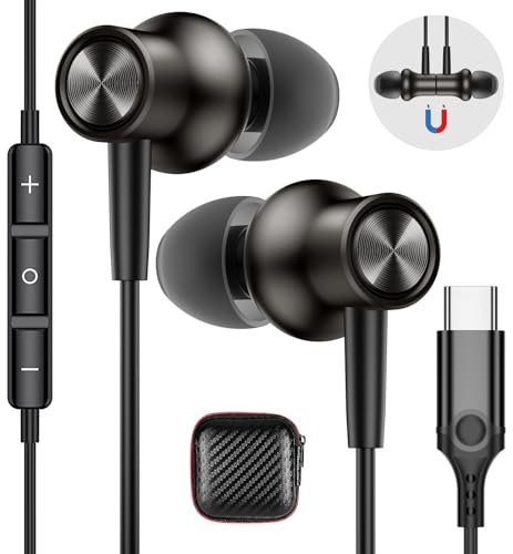 Auriculares USB C para Samsung A55 A35 5G Galaxy A54 A34 A53, Estéreo Cancelación de Ruido Tipo C Audifonos con Cable Micrófono Auricular para iPhone 16 15 Pro Max iPad Air Mini Pixel 9 8 7 Xiaomi 14T