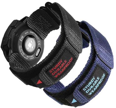 OTOPO Uhrenarmbänder für Garmin Instinct/Instinct 2 Solar/Instinct3 45mm Armband, Robust Nylon Sport Ersatzarmband für Herren und Damen für Garmin Instinct Tactical/Esports/Solar/Tide -Schwarz Blau