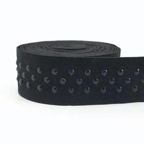 Bandas elásticas antideslizantes de 3 metros, banda de goma de silicona, cinta elástica para ropa deportiva al aire libre, material de costura DIY, EB077, negro, 25 mm, 3 metros
