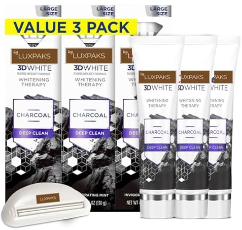 Dental Care Set: Crst Charcoal Deep Clean Toothpaste + LUXPAKS Squeezer