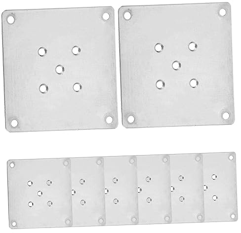 NULYLU Placas de Montaje para Patas de Sofá 8 Piezas Galvanizadas 10x10 Cm 5 Orificios Accesorio para Fijación de Muebles Uso Doméstico