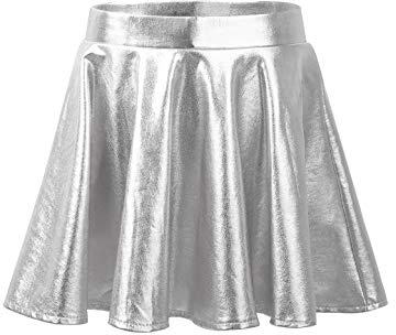 Fldy Falda metálica para niños con pantalones debajo, falda de patinaje brillante para niñas, faldas de baile, ballet, patinaje, jazz, gimnasia, fiesta, discoteca, competición, ropa, plata, 146-152