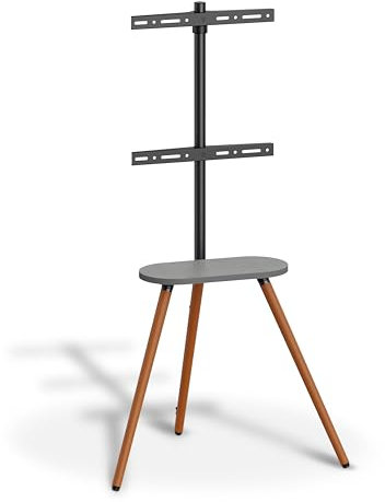 METRONIC 451077 Support TV sur Pied Television Universel 43 à 65 Pouces (109-165 cm) Pivotant avec Trepied Bois au Sol - Stand pour Télé, Max Vesa 400x400 jusqu'à 35 Kg