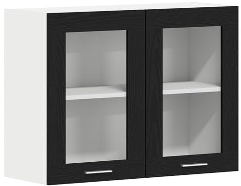 vidaXL Gabinete Colgante de Vidrio en Roble Negro de Tiene un montón de Espacio para Guardar Cosas y está Hecho de Madera de Calidad. Es Ideal para Interiores, fácil de armar y se Puede Colgar en l