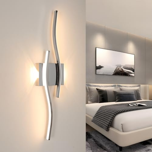 Comely LED Wandleuchte Innen 20W 2250LM Lineare Wandlampe Chrom, 3000K 60CM | Kreative Lange Wandleuchten für Wohnzimmer Schlafzimmer Korridor Treppen