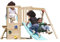 Dolphin Playground Schaukel-Set für Kleinkinder mit Schaukel-Sitz, Tafel, Rutsche, Kletterwand & Gartentisch – Outdoor-Spielgerät aus Zedernholz für Kinder von 18 Monaten bis 4 Jahren