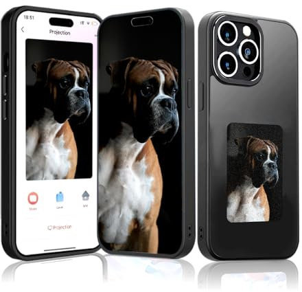 Youery Ink Screen Handyhülle, Personalisierte Hülle für iPhone 15 Pro Max, Benutzerdefinierte Bilder auf dem Gehäuse Anzeigen, AI Phone Case, NFC-Verbindung, TPU, Schwarz (Schwarz-X, iPhone15 Pro Max)