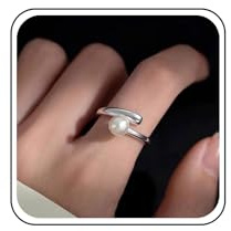 Yheakne Vintage Perlenring Silber Perle Offener Fingerring Klobige Tränenringe Verstellbare Perlen Wickelringe Schmuck Für Frauen