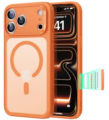 ESR Funda para iPhone 17 Pro MAX, Control de Cámara, Compatible MagSafe, Protección Militar a Prueba de Golpes, Esquinas Air Guard, Case Híbrida Classic (HaloLock), Naranja Esmerilado