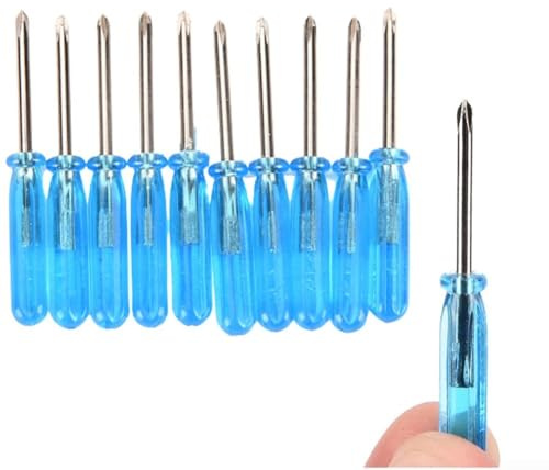 Essential - Kit de 10 mini destornilladores para montaje de juguetes, incluye tipos de cruz y ranurados (destornillador ranurado)
