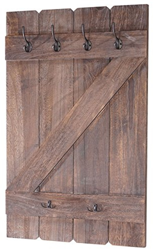 Berlinlodge Wandgarderobe HxBxT 91x60x10cm 6 Haken Braun shabby Garderobe Garderobenpaneel