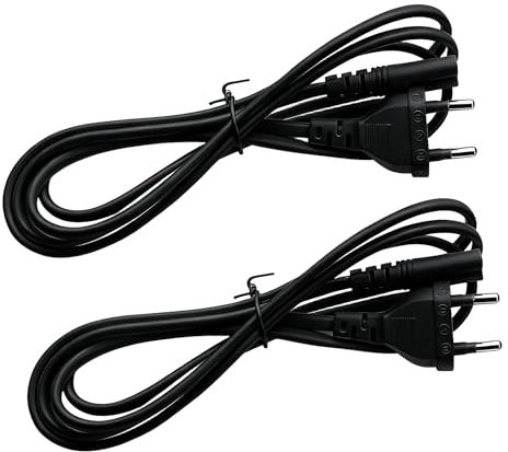 Leloco 2 Stück Stromkabel 2 polig 1,5M Strom Kabel, Netzkabel 2 polig Eurostecker Euro Stecker auf C7 Buchse Euro-Netzkabel Kleingerätekabel TV Blu-Ray Haushaltsgeräte Netzteile（Schwarz）