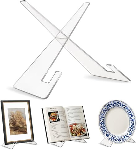 Americanflat Acrylic Easel Stand - 12 Tabletop Easel and Plate Stand - Lightweight Display Holders for Photos, Cards, Frames, Books, Magazines, Albums - Home or Office Decor