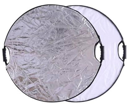 Runder Fotografie-Lichtreflektor, 5-in-1-Fotografiereflektor, Mehrfarbig, 60–110 cm(80CM-Silvery White)