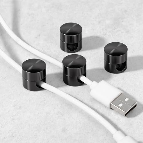 WJIAAA Cable Anchors Desk,4 Sets Adhesive Phone Charger Holders (Black) | Cords Gold Cord Management Clips Charging Cords Wire Holder Organizer Neatly for Desk Office Nightstand