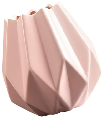 LALAFINA Nordic Style Ceramic Flower Vase, Light Luxury Art Craft Adornment, Pink Porcelain Planter for Home Décor and Flower Arrangement, Modern Decorative Centerpiece for Living Room