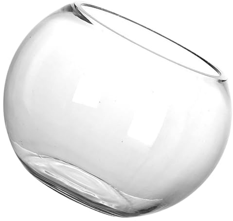 Homoyoyo Aquarium Rond en Verre Transparent 18 Cm, Bocal à Poissons Décoratif pour Bureau et Maison, Support pour Aquarium, Aquariophile, Vase Écologique pour Plantes Aquatiques