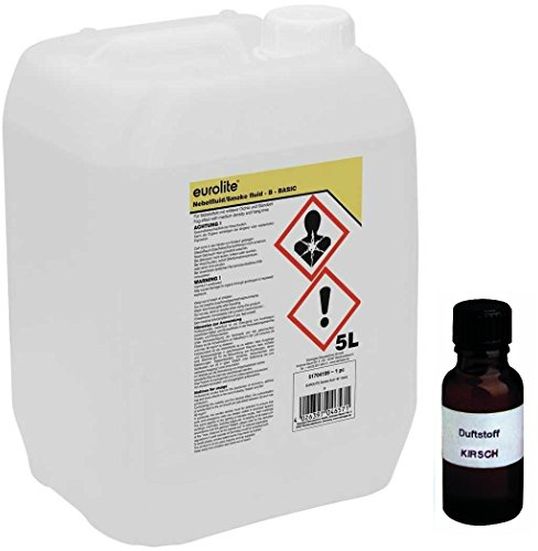 5 Liter Eurolite B (Basic) Nebelfluid + 30 ml Duftstoff Kirsche, Smoke-Fluid, Nebel-Fluid-Flüssigkeit für Nebelmaschine (5 L Fluid -B- + Duft Kirsche)