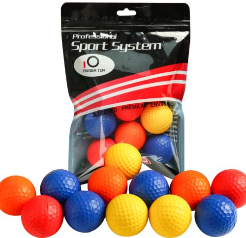 Golf Übungsbälle Trainingsbälle 12 Stück Golfbälle Trainings Heimgebrauch Im Freien Garten Rot Orange Gelb Blau Für Damen Herren Kinder (Vier Farben, 12 Stück)