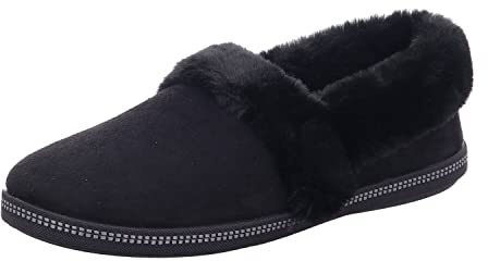 Skechers COZY CAMPFIRE TEAM TOASTY, Pantuflas para Mujer, Black Microfiber/ Faux Fur Line, 38 EU