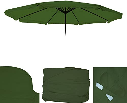 Mendler Ersatz-Bezug für Sonnenschirm Meran Pro, Gastronomie Marktschirm mit Volant Ø 5m, Polyester - grün