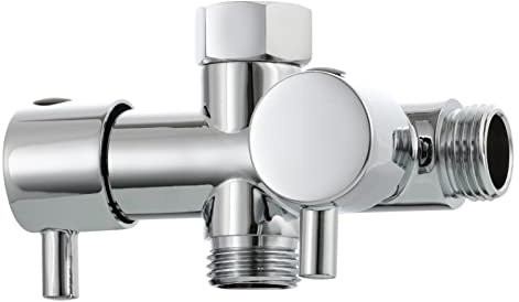 Tecmolog 2 Wege Umschaltventil G 1/2 Messing Absperrventil Dusche T Adapter für Handbrause Chrom, DSF014