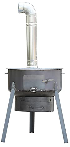 YYUINU Tragbarer Holzofen, Rauchfreier Reiner Eisenkochofen Für Den Innen- Und Außenbereich, Ländlicher Heizofen, Geeignet Für Kohle, Holz, Getreidestroh, Biomassepellets,43CM