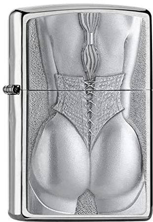Zippo Sturmfeuerzeug - Girl with Corset - Brushed Chrome Finish - Nachfüllbar - Wiederverwendbar - Windfestes Design - Geschenkbox - Made in USA