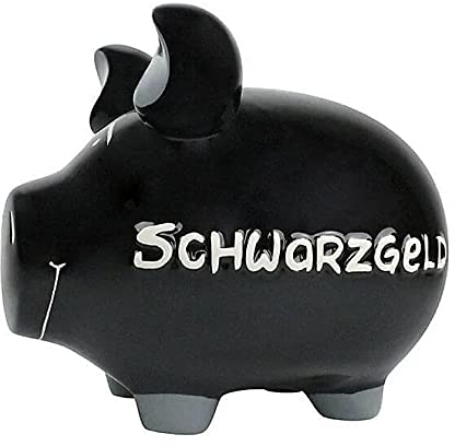 Sparschwein Schwarzgeld, Keramik, schwarz | Spardose Bierkasse Kinder Brautpaar Geburtstag Trinkgeld Reisekasse