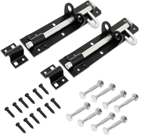 onesto Pack of 2 - Gate Bolt Lock Shed Door Lock 8'' Heavy Duty Brenton Bolt as Garden Gate Lock Steel Powder Coated for Extra Security (Brenton Bolt 202mm)