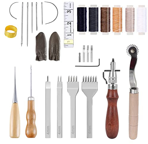 Artigianali in Pelle Strumenti di Cucito in Pelle Kit Mano Cucitura Cucito Strumenti Pratico Set Fai da Te bricolage per Cucire a Mano Cuciture in Pelle di Punteruolo Groover per Pelle Cucire