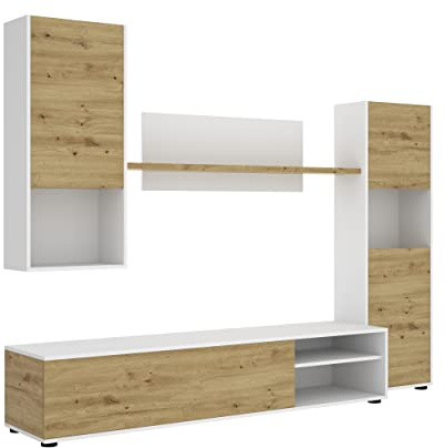 DEKIT GRUPO RIMOBEL Luka Composición de salón TV, Melamina, Gafito y Nordic, 180x220x41 cm