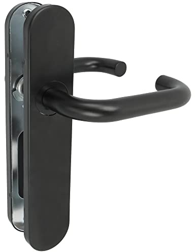 Amig - Ensemble de Poignées avec Plaque en Polypropylène pour Portes | 245 x 45 mm | Carré de 8 mm | Design Simple Idéal pour votre Maison ou Bureau | Acier et Polypropylène Noir