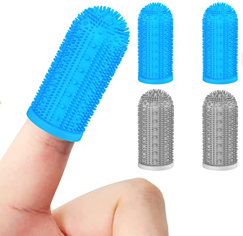 Petiepaw Hundezahnbürste für Hundezahnreinigung, Hunde-/Katzenzahnbürsten-Set, Katzenzahnbürste mit umlaufenden Borsten, Zahnpflege für Welpen/Katzen, Fingerzahnbürste für Hunde
