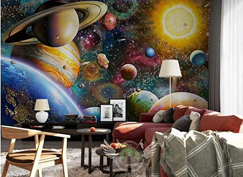 Fototapete 3D-Wandbild Weltraum-Galaxie-Planet Abziehbares Wandposter, Tv-Hintergrund, Dekorative Wandkunst, Wandkunst Für Kinderzimmer, Wohnzimmer, Schlafzimmer 350 (Breite) x 256 (Höhe) cm
