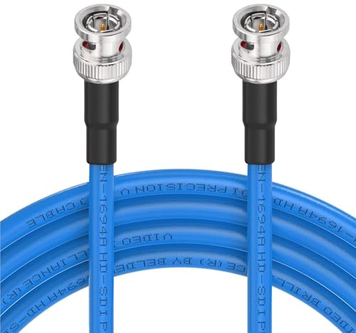 Superbat Cavo SDI 3G/6G/12G BNC 75 Ohm Maschio a Maschio Belden 1694A 76m | Doppia Schermatura, Placcato Oro, 18AWG, 4K UHD/8K, 1 Pezzo, per Blackmagic, Telecamere, Convertitori, Monitor, CCTV