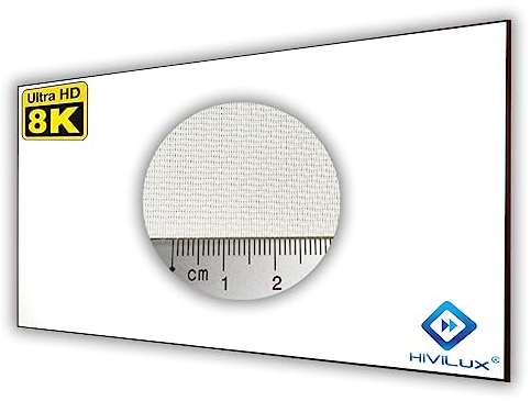 HiViLux® Ultra tunn Zero ALR akustisk ramduk ramlös vit duk: HiViWhite Cinema 5D akustisk transparent gain = 1,1/kantlös (16:9 135 tum bild: 300 x 158 cm)