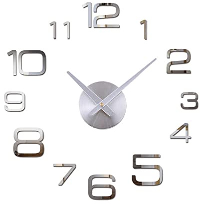 BYNYXI Rahmenlose Wanduhren 50cm-70cm, 3D Wanduhr mit Spiegel Zahlen Aufkleber Modern Uhr Ohne Tickgeräusche große Wanduhr Acryl Wandtattoos Uhr für Zuhause Wohnzimmer Schlafzimmer Dekoration